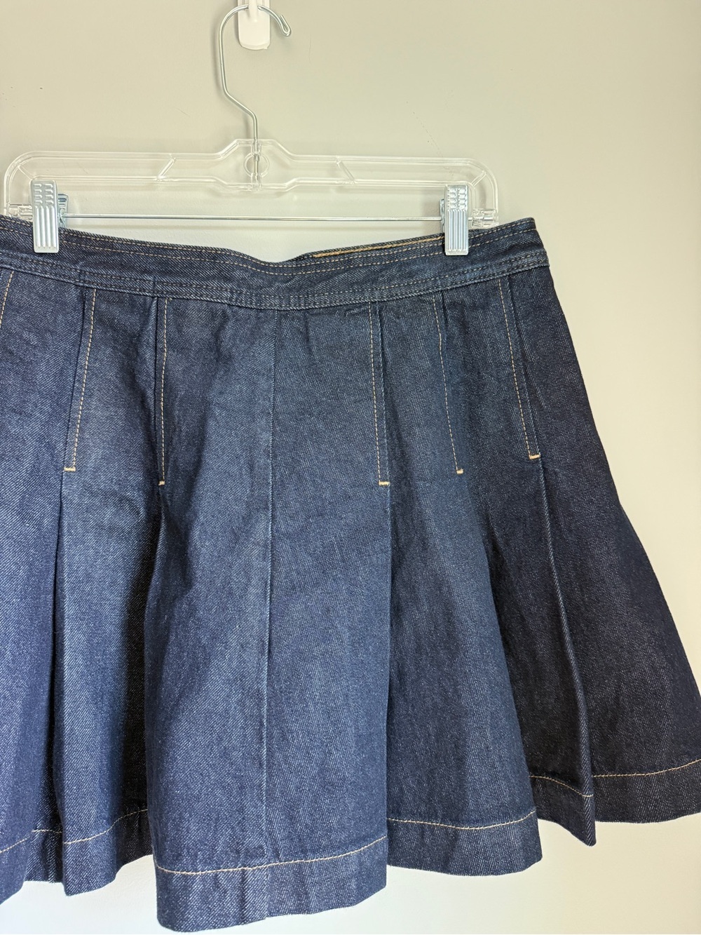 J. Crew Pleated Mini Denim Skirt Dark Wash Size 12 NEW Cotton Prep-Inspired - Picture 7 of 10